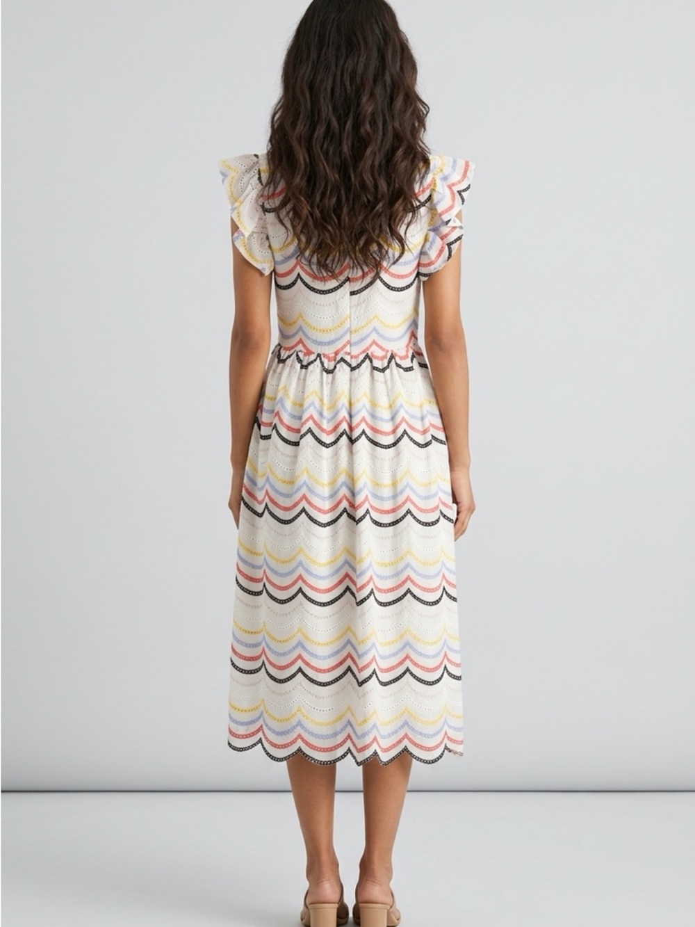 Colorful Chevron Ruffle Dress - Picture 3 of 9